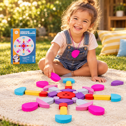 Wooden Creative Puzzle Blocks – Educational Building Toy for Kids with Hands-On Problem Solving, Imaginative Construction and Fine Motor Skill Play