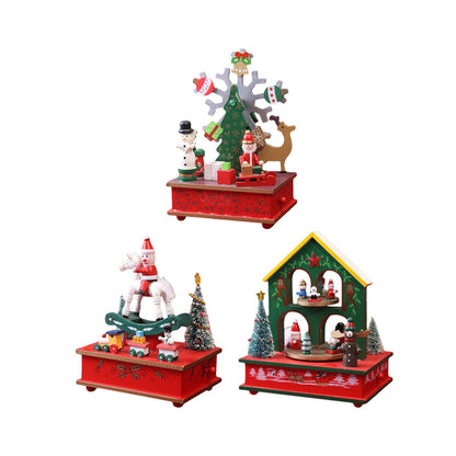 Rotating Christmas Music Sculpture – Tabletop Musical Ornament for Home or Office, Collectible Holiday Decoration with Christmas Tree and House Design
