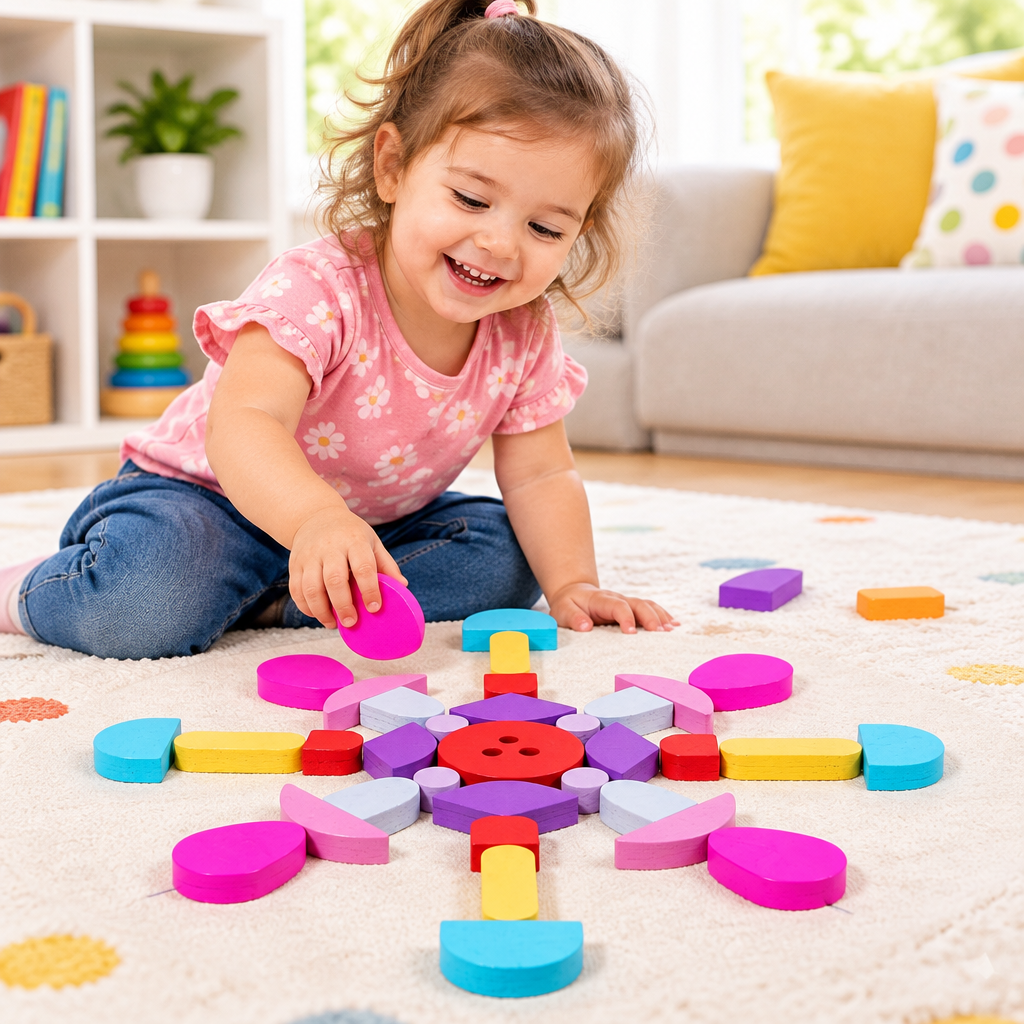 Wooden Creative Puzzle Blocks – Educational Building Toy for Kids with Hands-On Problem Solving, Imaginative Construction and Fine Motor Skill Play
