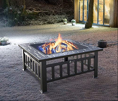 Complete Outdoor BBQ Grill Set – Courtyard Barbecue Grill, Heating Table and Cooking Rack for Family Gatherings, Parties and Backyard Entertaining