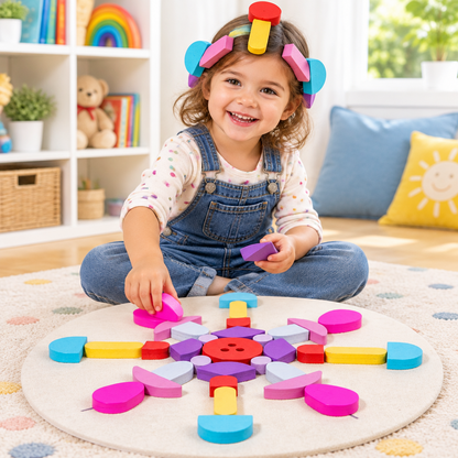 Wooden Creative Puzzle Blocks – Educational Building Toy for Kids with Hands-On Problem Solving, Imaginative Construction and Fine Motor Skill Play