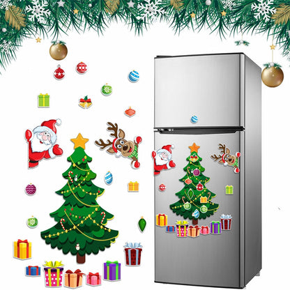 Magnetic Christmas Tree Refrigerator Decor – Festive Santa & Reindeer Holiday Magnets for Fridge, Metal Garage Doors, and Seasonal Home Decorations