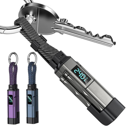 Keychain Charging Cable – 4-in-1 65W Compact Multi-Connector USB Charging Cord for Phones, Tablets and Devices While Traveling or Everyday Carry
