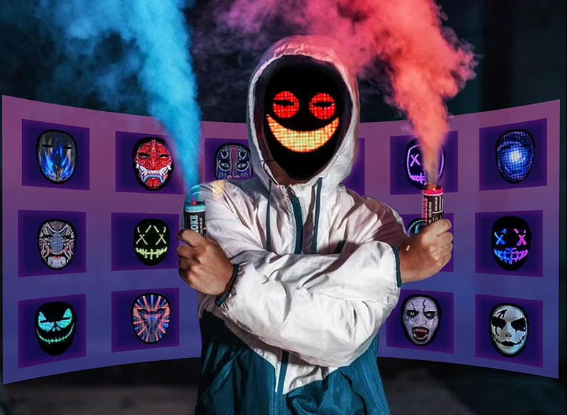 Gesture-Sensing LED Face Display – Interactive Light-Up Face-Changing Device with Hands-Free Controls for Parties, Costumes, Events and Creative Entertainment