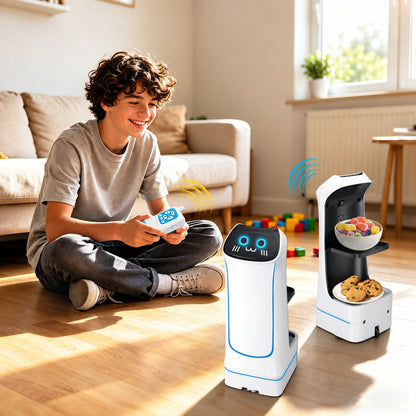 Remote-Controlled Food Delivery Robot Toy – Electric Transport Car for Carrying Small Items, Interactive Games and Funny Birthday Surprise Gifts