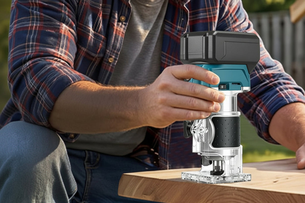 Brushless Cordless Wood Router – 5-Speed Electric Hand Trimmer for Woodworking, Engraving and Slotting Compatible with Makita 18V Batteries
