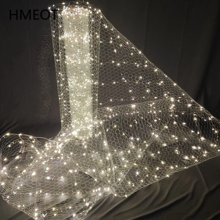 Starry Sky Wedding Ceiling Decor – Luminous Net Light with Wrought Iron Frame for Romantic Event and Party Decorations