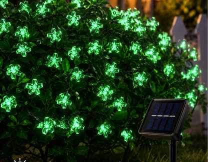 Cherry Blossom Solar String Lights – Romantic Outdoor Fairy Lighting for Gardens, Patios, Balconies, Weddings, Parties and Warm Decorative Ambience
