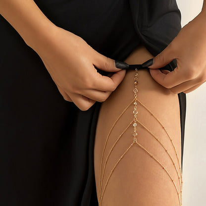 Multi-Layer Rhinestone Thigh Chain – Sparkling Adjustable Body Jewelry for Festivals, Parties and Glamorous Fashion Looks