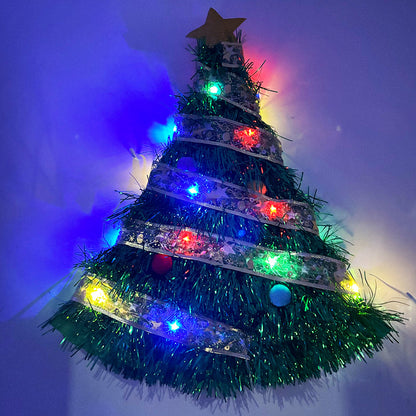 LED Light-Up Christmas Tree Ribbon Hat – Cute Luminous Santa Hat for Holiday Parties, Dress-Up Events, Christmas Photos & Festive Gifts