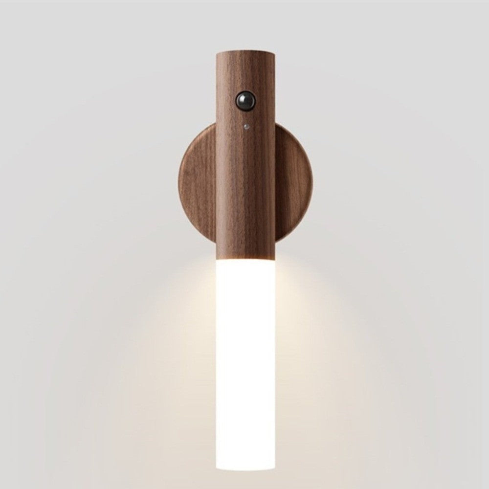 Rechargeable Wooden Motion Sensor Wall Light – Wireless USB LED Night Lamp for Hallways, Bedrooms, Stairs and Convenient Hands-Free Illumination