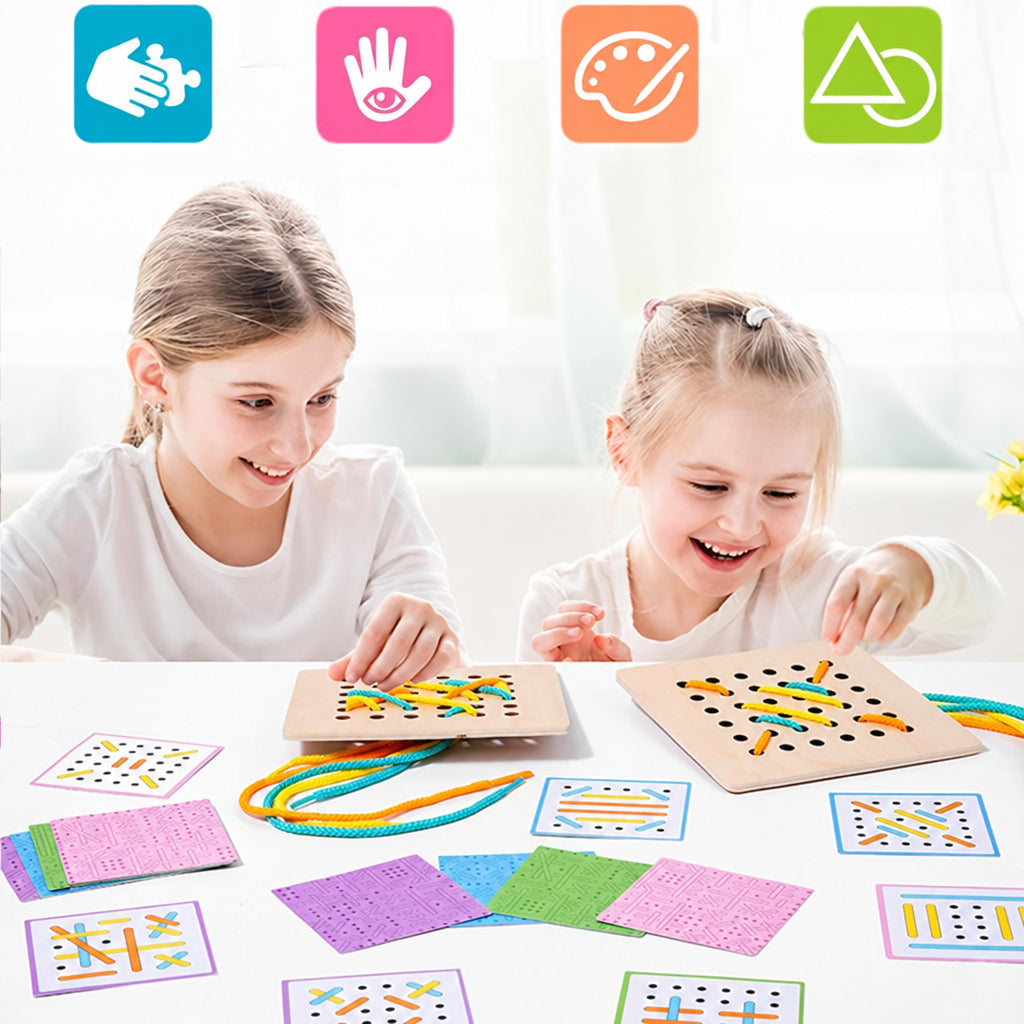 Double Battle Rope Threading Game – Pattern-Matching Educational Toy for Kids with Hand-Eye Coordination, Fine Motor Practice and Competitive Play