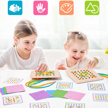 Double Battle Rope Threading Game – Pattern-Matching Educational Toy for Kids with Hand-Eye Coordination, Fine Motor Practice and Competitive Play