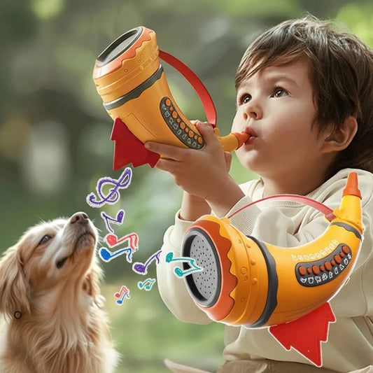 Animal Sound Whistle Toy Set - Interactive Horn Toy with 30 Sound Effects and Lights for Kids Educational Entertainment