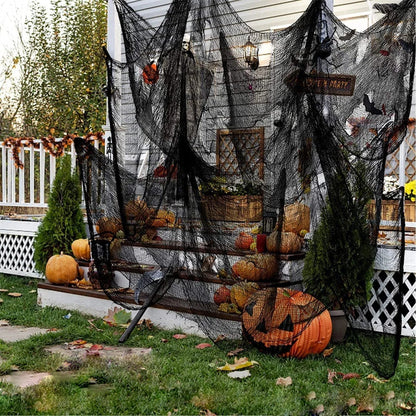 Black Creepy Halloween Gauze – 76x183CM Spooky Cloth Decoration for Windows, Tables, Doors, Haunted Houses and Horror Party Backdrops