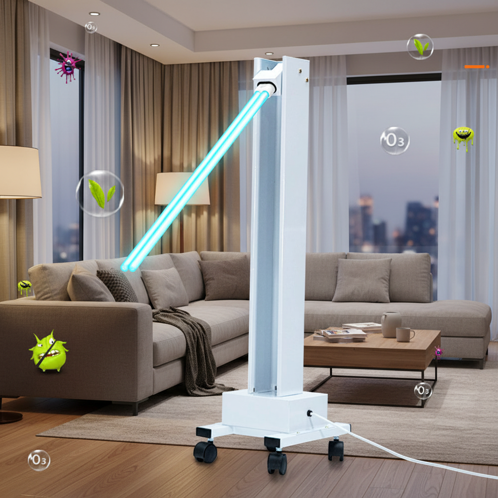 High-Power UV Disinfection Lamp – Mobile Germicidal Ozone Sterilization Light for Offices, Factories, Schools and Large Indoor Sanitizing Applications