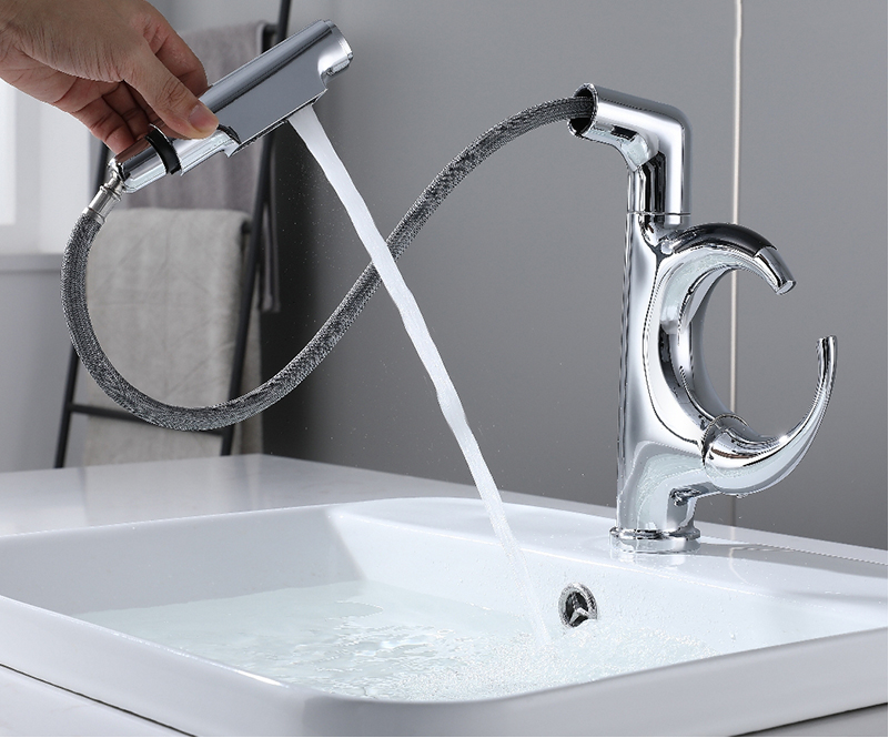 LED Temperature Display Kitchen Faucet – Mechanical Arm Mixer with Pull-Out Sprayer, Adjustable Height and Dual Water Modes for Modern Sinks