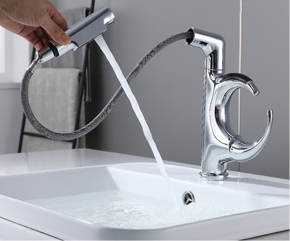 LED Temperature Display Kitchen Faucet – Mechanical Arm Mixer with Pull-Out Sprayer, Adjustable Height and Dual Water Modes for Modern Sinks