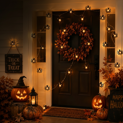 LED Halloween Spider String Lights – Battery-Operated Spooky Hanging Lamps for Gardens, Bedrooms, Parties and Haunted Home Atmosphere Decor