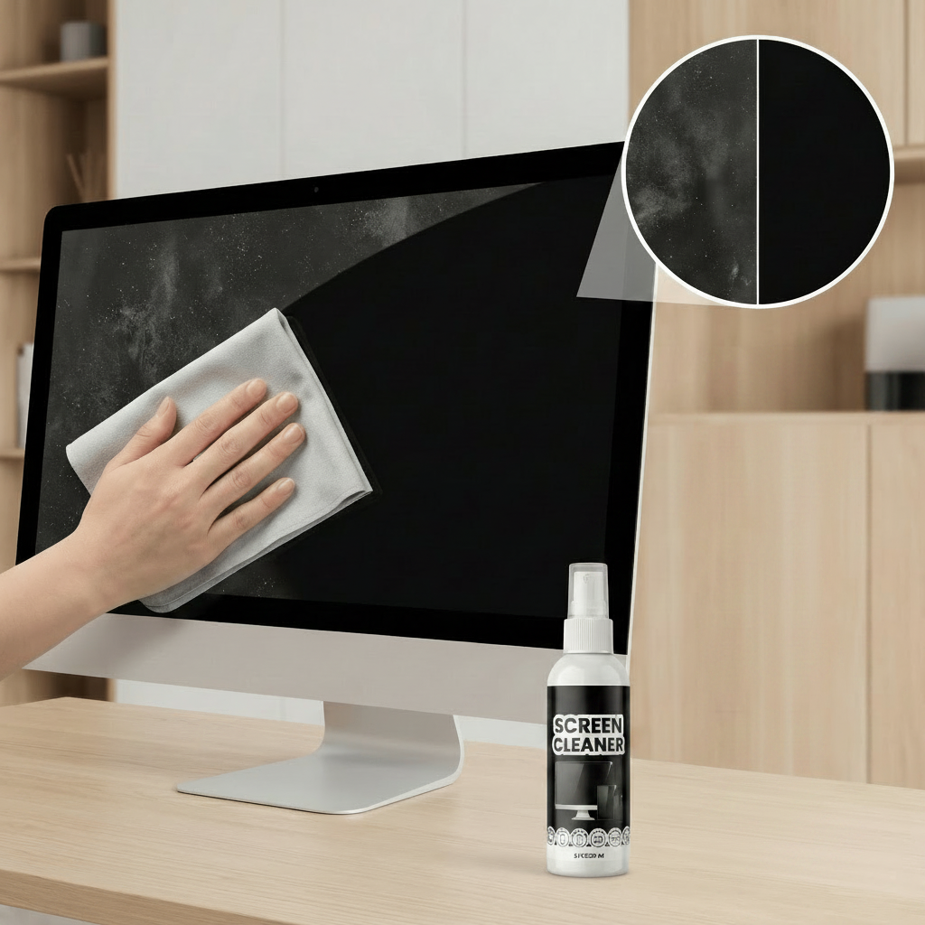 Screen Cleaner Kit – Streak-Free Spray and Polishing Cloth for MacBook, iPad, iPhone, Laptop, Monitor and TV Display Care