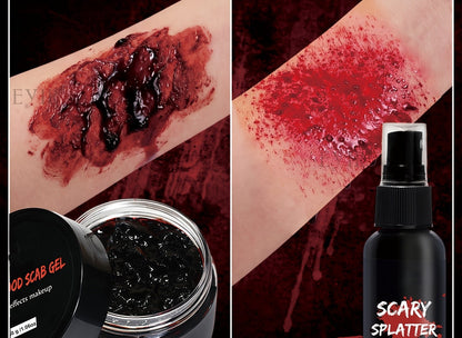 Fake Blood Makeup Kit – 5-Piece Realistic Washable Halloween SFX Set for Zombies, Monsters, Mouth Effects, Clothes and Horror Costumes