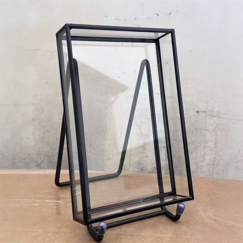 Mini Moss Fern Terrarium Frame – 12x17CM Glass Landscape Display with Stand for Succulents, Tabletop Decor and Nature-Inspired Home Styling