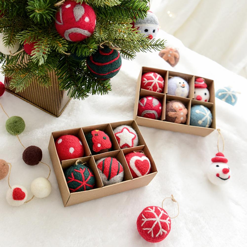 Felt Christmas Ball Ornament Set – 6-Piece Hanging Tree Pendants for Festive Home Décor, Holiday Parties, Xmas Decorations & Seasonal Celebration Displays
