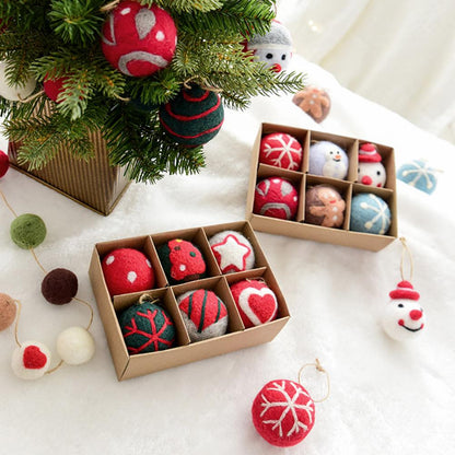 Felt Christmas Ball Ornament Set – 6-Piece Hanging Tree Pendants for Festive Home Décor, Holiday Parties, Xmas Decorations & Seasonal Celebration Displays