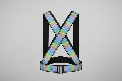 Rainbow Reflective Webbing Tape – High-Visibility Nylon Geometric Sewing Trim for Clothing, Bags, Costumes and Creative Safety Accent Projects