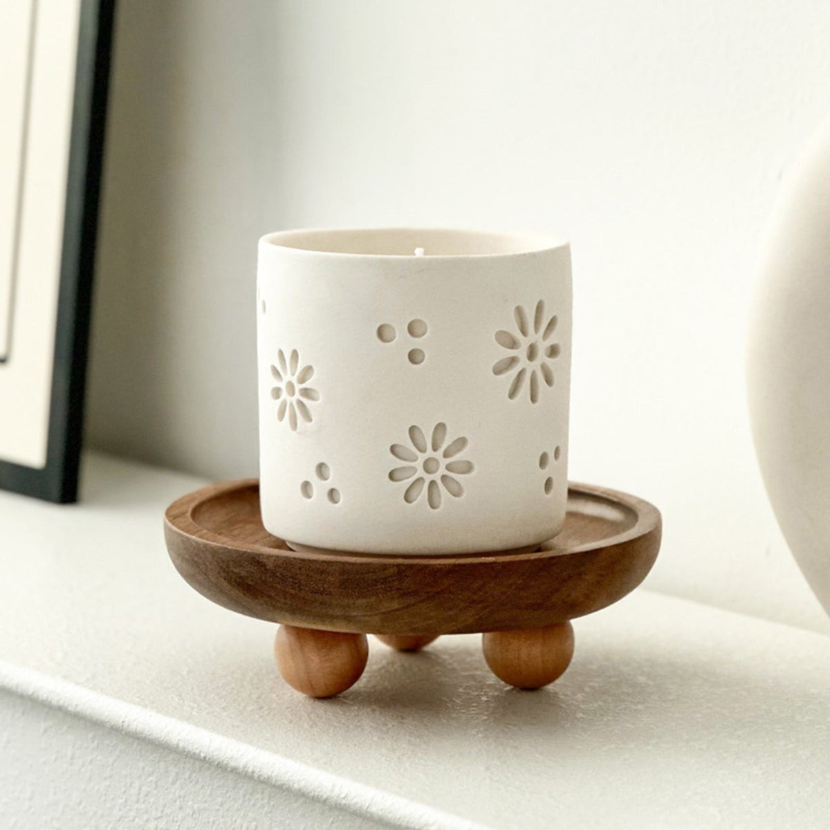 Mini Wooden Pedestal Stand – Rustic Table Riser Organizer for Countertop Displays, Home Decor, Candles, Plants & Kitchen Accessories