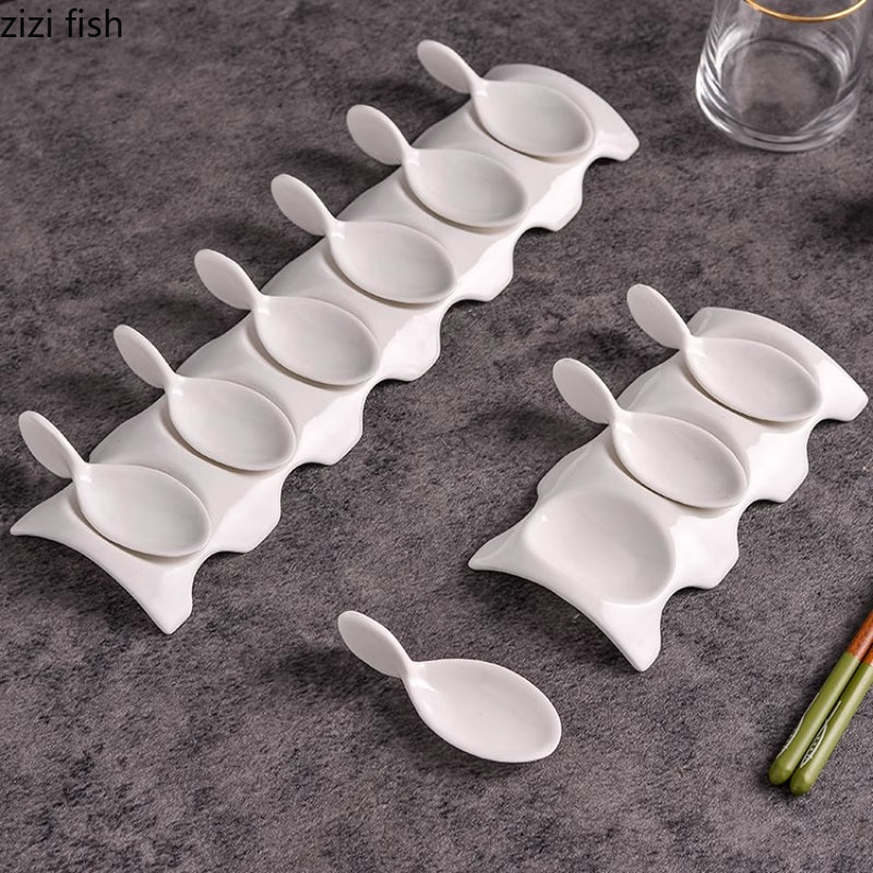 Ceramic Sushi Serving Plate – Elegant Caviar, Sashimi and Dim Sum Dish for Desserts, Snacks, Fruit, Seasonings and Stylish Dining