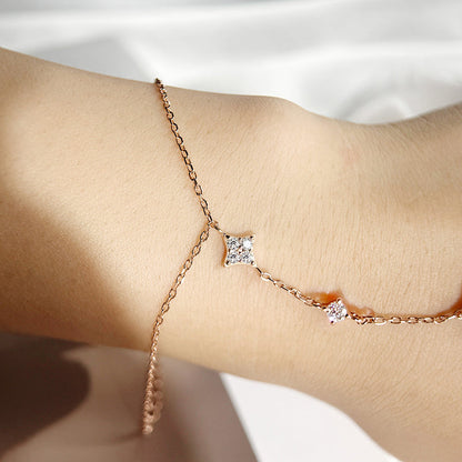 Gold-Plated Certified Moissanite Bracelet – 14K Adjustable 14-21cm S925 Sterling Silver Lab Diamond-Look Chain Jewelry for Women, Girls and Elegant Gifts
