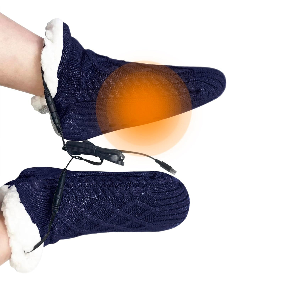 Electric Heated Foot Warmer Socks – Fleece-Lined Thermal Slipper Socks with Gel Grips, No-Slip Cozy Winter Indoor Heating for Men and Women