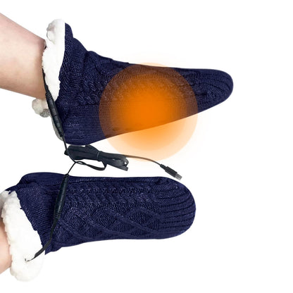 Electric Heated Foot Warmer Socks – Fleece-Lined Thermal Slipper Socks with Gel Grips, No-Slip Cozy Winter Indoor Heating for Men and Women
