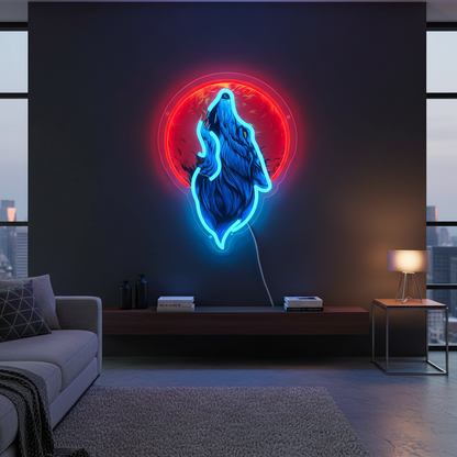 Blue Wolf Head Neon Sign – Cool Anime LED Wall Decor for Game Rooms, Bars, Clubs and Bedrooms with Personalized Gaming Style