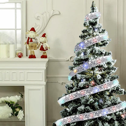 Christmas Ribbon Fairy String Lights – DIY Decorative Bow Lights for Christmas Trees, Holiday Home Decorating, Xmas and New Year Seasonal Ornament