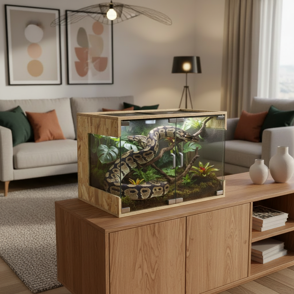 Reptile Terrarium with Rain System – Glass Heated Vivarium and Climbing Enclosure for Chameleons, Lizards, Sugar Gliders and Exotic Pets
