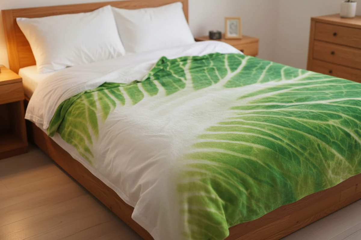 Double Sided Flannel Blanket – Soft Cabbage Pattern Throw for Sofa, Living Room, Bedroom and Cozy Winter Comfort