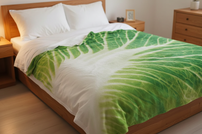 Double Sided Flannel Blanket – Soft Cabbage Pattern Throw for Sofa, Living Room, Bedroom and Cozy Winter Comfort
