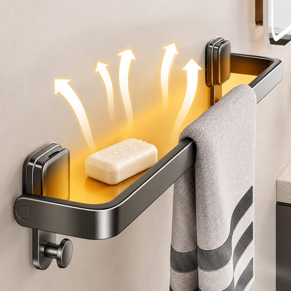 Folding Suction Cup Towel Rack – No-Drill Wall-Mount Bathroom Hand Towel Holder for Space-Saving, Convenient and Damage-Free Organization