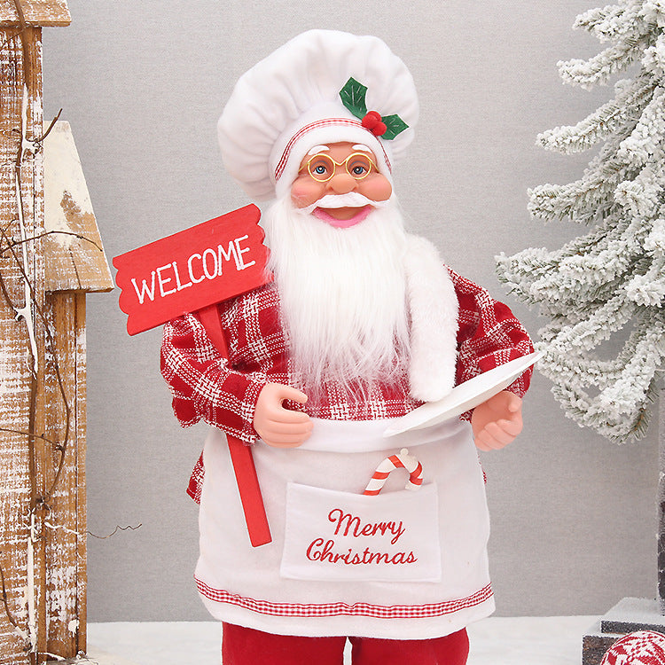 Standing Chef Santa Claus Figurine – 12-Inch Christmas Home Decoration, Festive Table Ornament & Holiday Party Display for Navidad 2025