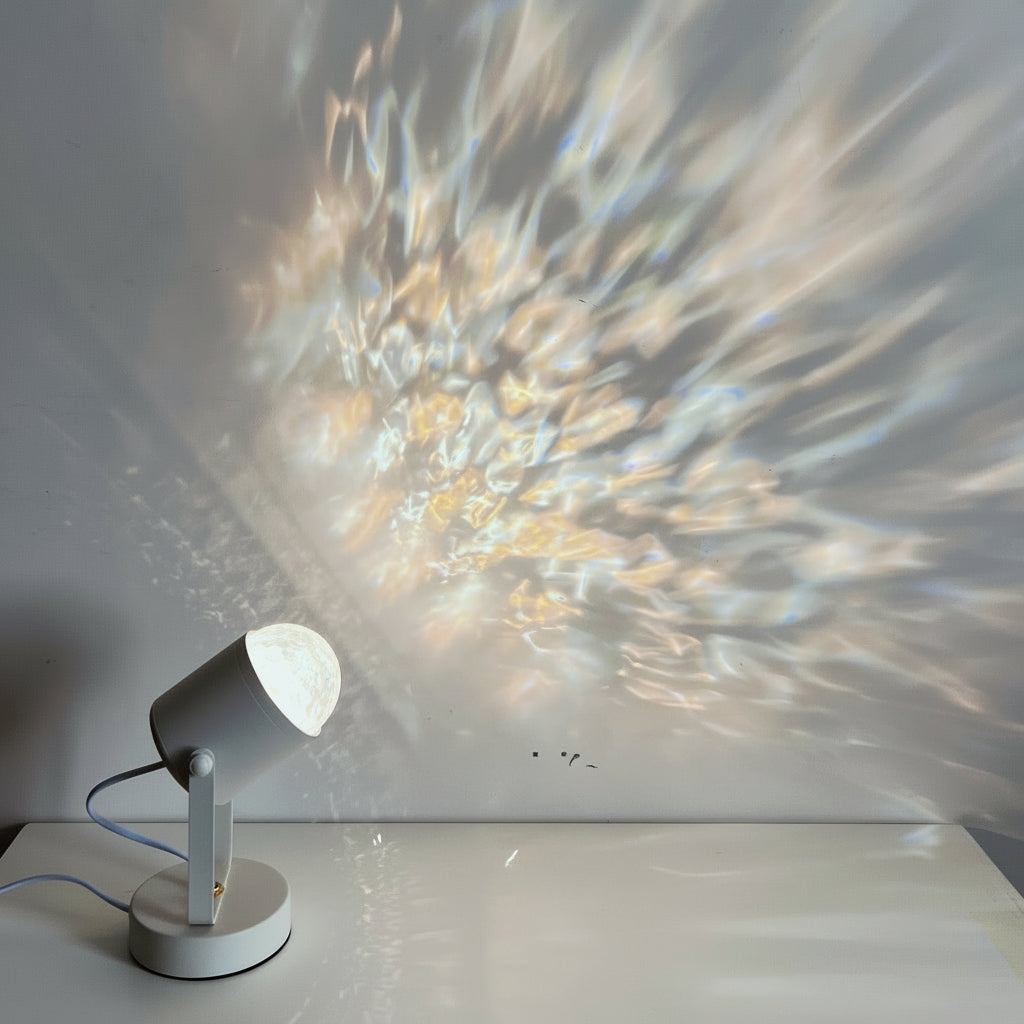 Water Ripple Wall Lamp – Rotating Sunset Ambient Night Light with Moving Shadow Effect for Bedrooms, Streaming Backgrounds and Mood Decor