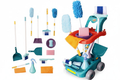 Kids Cleaning Toy Set - Pretend Play Housekeeping Kit with Sweeper and Vacuum Accessories for Learning Fun
