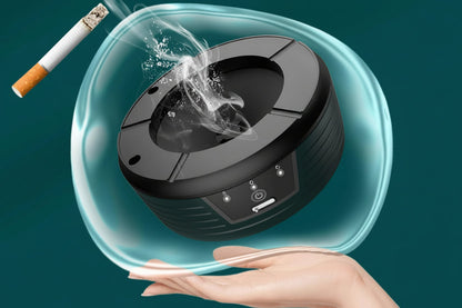 Smart Air Purifying Ashtray – Windproof Automatic Smoke Ashtray with Filter and Auto-Cleaning Function for Home, Office and Indoor Use