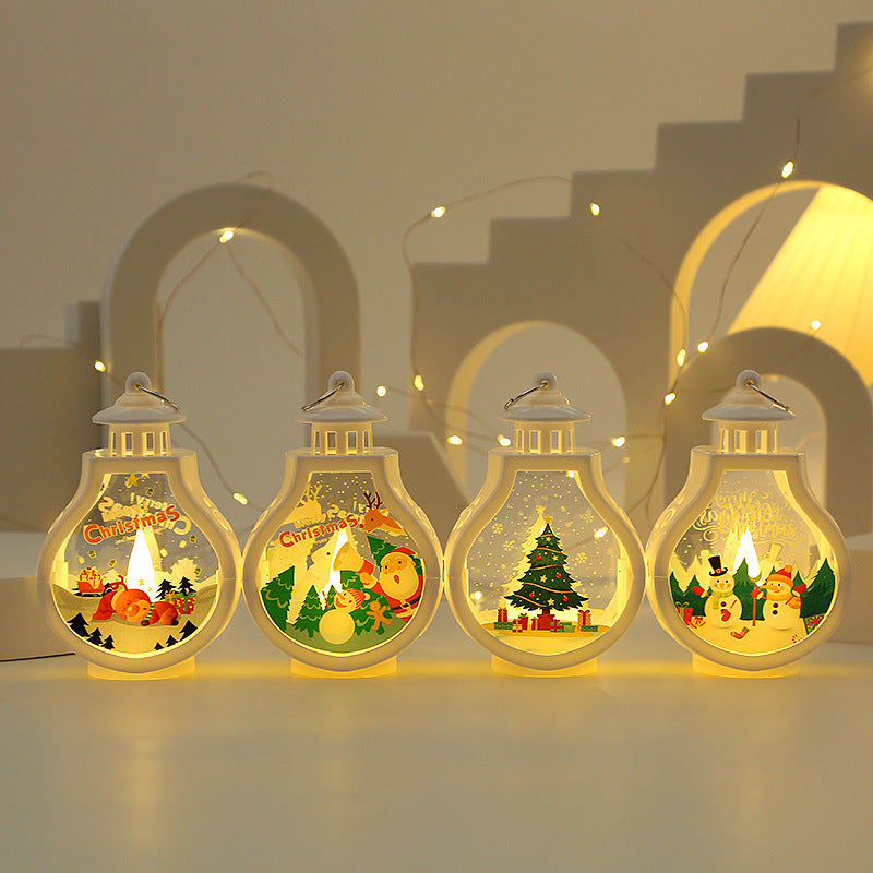 Portable Christmas Candle Wind Lamp – Snowman, Santa & Elk Table Lantern for Holiday Home Décor, Festive Lighting & Gift Giving