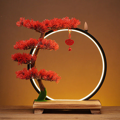Chinese Zen LED Incense Ornament – Warm Light Ring Lamp with Backflow Display for Relaxing Atmosphere & Unique Home Decor