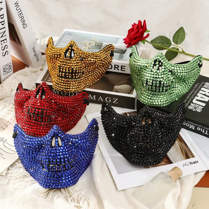 Rhinestone Cat Masquerade Mask – Full Crystal Feline Half-Face Costume for Halloween, Prom, Weddings, Themed Parties and Glamorous Photo Looks