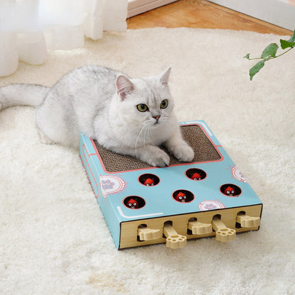 Interactive Whack a Mole Cat Toy – Scratching Board and Claw Grinder for Fun Indoor Cat Enrichment