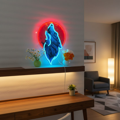 Blue Wolf Head Neon Sign – Cool Anime LED Wall Decor for Game Rooms, Bars, Clubs and Bedrooms with Personalized Gaming Style