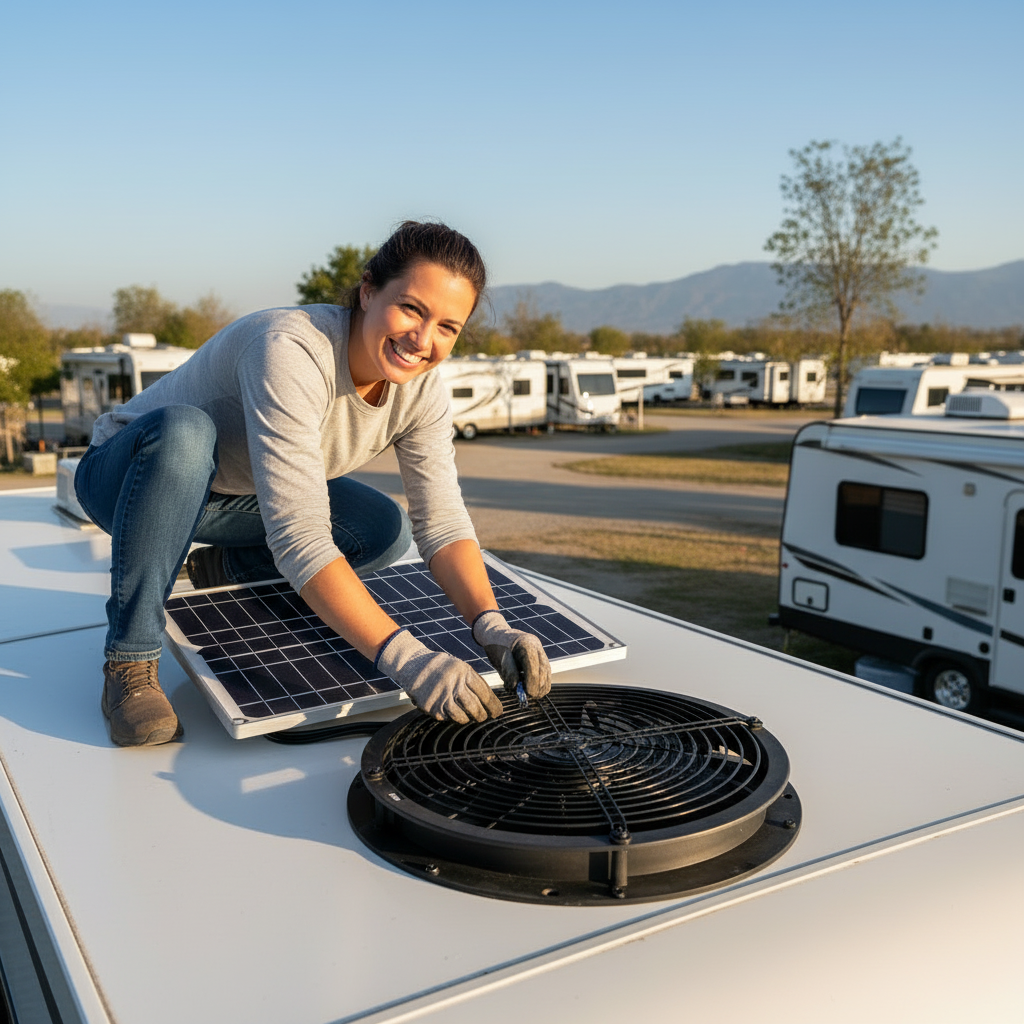 Solar Exhaust Fan Kit – 6-Inch Weatherproof Energy-Saving Ventilation for Greenhouses, RVs, Chicken Coops, Sheds and Dog Houses